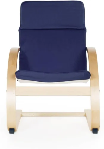 Vista 4 de Guidecraft Kiddie Rocker - Silla de madera acolchada azul para niños pequeños - Muebles para el hogar y la escuela para niños