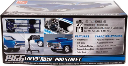 Vista 3 de Kit de modelo AMT636R Skill 2 Chevrolet Nova Pro Street 1966, escala 1/25