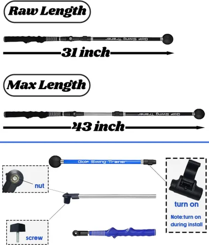 Vista 6 de Entrenador de swing de golf – Ayuda de entrenamiento de golf para mejorar la bisagra, rotación del antebrazo, giro de hombro y agarre. Entrenador