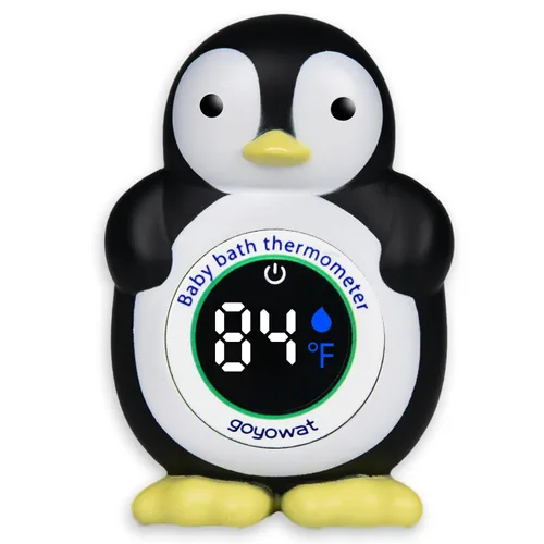 Vista 6 de Termómetro de bañera para bebé, juguete azul de avión, monitor digital flotante de temperatura del agua con pantalla LED y alarma de color, adecuado