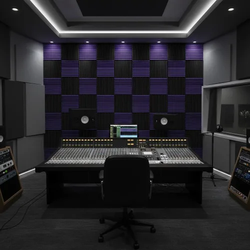Vista 4 de Allxinlog - Juego de 96 azulejos de pared de espuma acústica para estudio de 12 x 12 x 1 pulgada (acompañados de cinta adhesiva de doble cara)