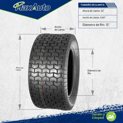 Vista 5 de MaxAuto Neumáticos de césped 22x9.5-12 22x9.5x12 para cortacésped y jardín, 4 capas, juego de 2