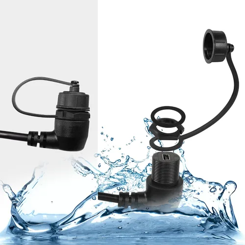 Vista 2 de QIANRENON Cable de extensión mini USB en ángulo de 90 grados, impermeable, mini USB de 5 pines, ángulo recto, macho a hembra, cable de montaje