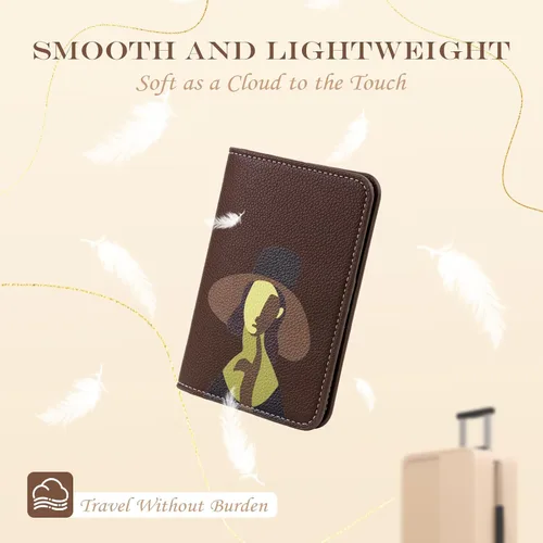 Vista 2 de Lychii Soporte para pasaporte, funda delgada para pasaporte, cartera de viaje con bloqueo RFID, funda protectora de piel sintética para pasaportes