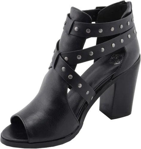 Vista 7 de Milwaukee Leather MBL9454 Sandalias de tacón negro con correa tachonada con tacón de plataforma para mujer