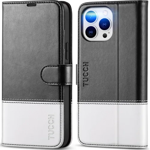 Vista 14 de TUCCH Funda tipo billetera para iPhone 13 Pro Max, con bloqueo RFID, con 4 ranuras para tarjetas, con soporte, a prueba de golpes, con carcasa
