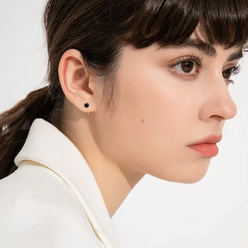 Vista 2 de Aretes pequeños de plata de ley 925 para mujer