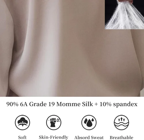 Vista 6 de Womens Mulberry Silk Blouse Elegant Tops Long Sleeve V-Neck Blouses Fall Fashion Summer Luxury Button Down Shirts