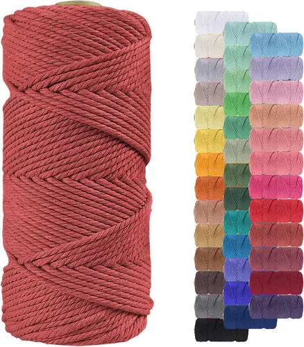 Vista 47 de Cordón de macramé de 0.079 pulgadas, cuerda de algodón natural de 109 yardas, hilo de cuerda de macramé para manualidades, ganchos de pared