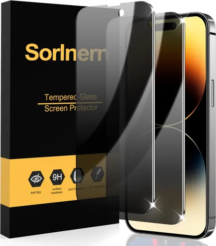 Vista 13 de Paquete de 2 protectores de pantalla de privacidad para iPhone 12 Pro Max, protector de pantalla de vidrio templado antiespía, sensible al tacto