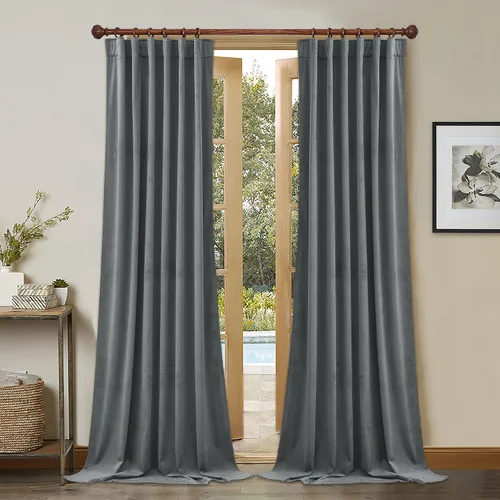 Vista 50 de StangH Cortinas 100% opacas, color beige, terciopelo suave y grueso, cortinas para ventana de dormitorio, forro blanco, cortinas con aislamiento