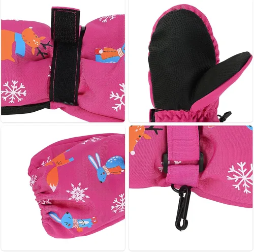 Vista 2 de Guantes de invierno impermeables para niños pequeños, guantes de esquí de vellón cálido para nieve, para bebé niño y niña, clima frío