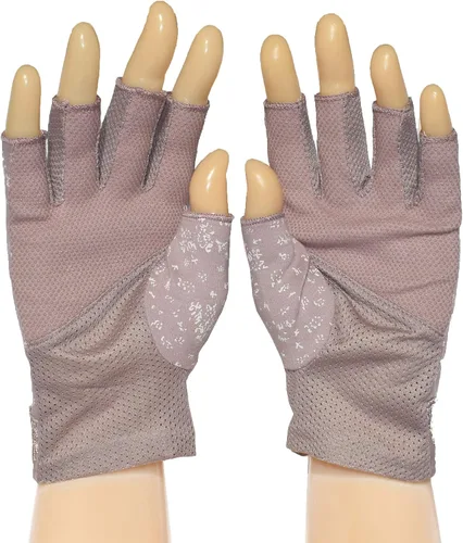 Vista 2 de Guantes de algodón para mujer con protección solar y sin dedos, protección UV