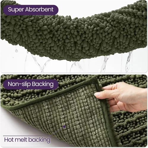 Vista 7 de DEXI - Alfombra de baño de 16 x 24 pulgadas, super suave y gruesa de felpilla absorbente, antideslizante, lavable a máquina, de microfibra esponjosa