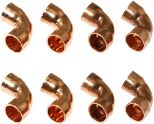 Vista 5 de RLECS 8PCS 1/4 "codo de cobre accesorios de tubería, 90 grados, HVAC y refrigeración, 0.250x0.035 in