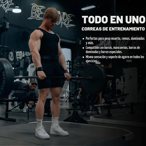 Vista 5 de Correas de levantamiento de pesas, soporte de muñeca para hombres, correas de elevación gruesas cómodas y resistentes, ajuste seguro, agarre