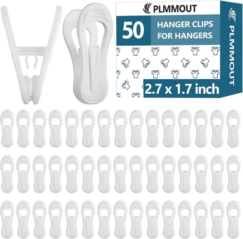Vista 8 de 50 clips grises para colgar perchas de plástico, clips para colgar pantalones, clips de dedo grises, clips de plástico para colgar faldas