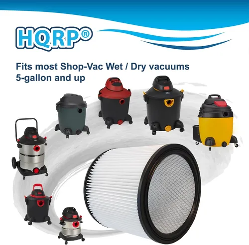 Vista 2 de HQRP Paquete de 12 filtros de cartucho de repuesto para Shop-Vac 90304 90350 90340 9033 para la mayoría de aspiradoras húmedas/secas de 5 galones