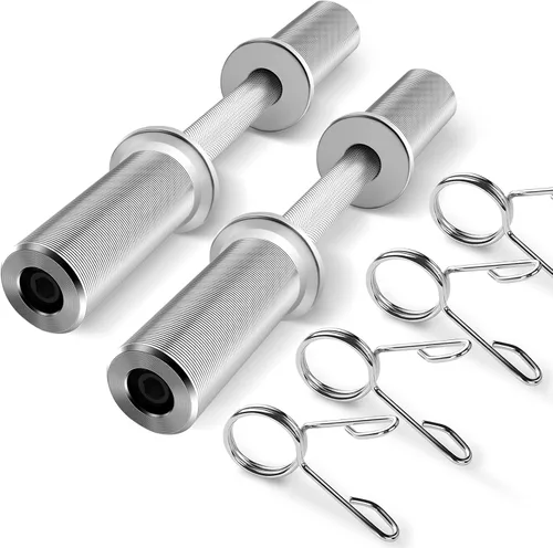 Vista 9 de Uboway Manijas de mancuernas olímpicas de 16"/20": barras de mancuernas cargables, asas de levantamiento de pesas resistentes, compatibles con placa
