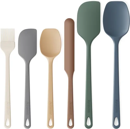 Vista 10 de Astercook Juego de espátulas de silicona de 6 piezas, espátulas de goma resistentes al calor de 560 °F con núcleo de acero inoxidable Macarrón