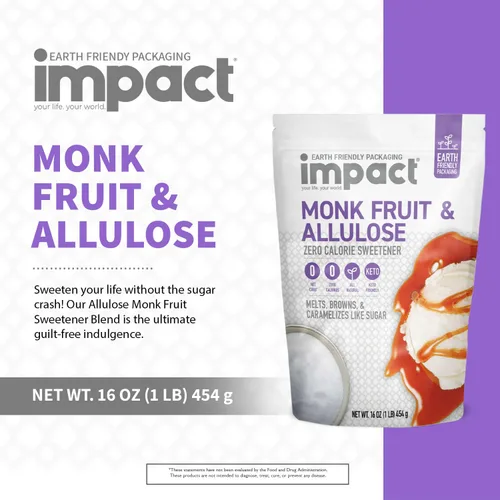 Vista 3 de Impact - Edulcorante de alulosa de fruta de monje, sustituto de azúcar de mezcla cristalizada, cero calorías, bajo en carbohidratos, esencial