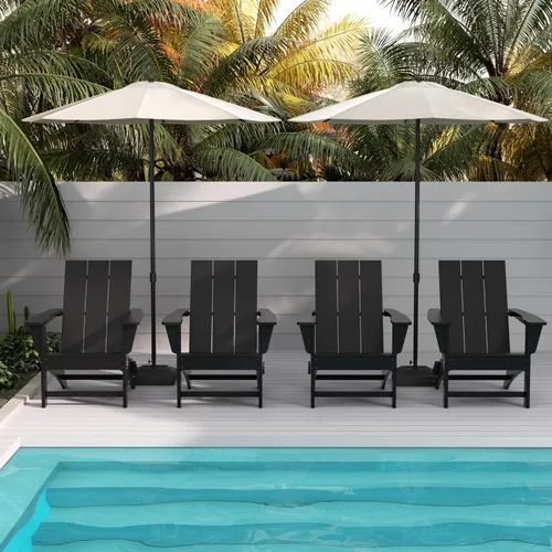 Vista 10 de WestinTrends Ashore Modern - Silla plegable Adirondack para exteriores (juego de 2), color negro