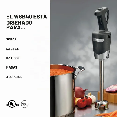Vista 3 de Waring (WSB40) Licuadora de inmersión Quik Stik Plus de servicio mediano de 10 pulgadas, negro/plata