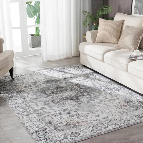 Vista 37 de Auemtyn Alfombra de área de 8 x 10 pies para sala de estar, alfombra lavable con parte trasera antideslizante, alfombra de pelo bajo para gris