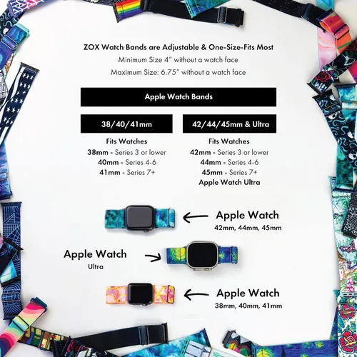 Vista 7 de ZOX Correa para Apple Watch, banda elástica con afirmaciones motivacionales y hermosas obras de arte, regalos para hombres, mujeres y niños