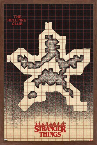 Vista 17 de Trends International Netflix Stranger Things: Season 4 - Póster de pared con mapa de Hellfire Club, 14.725 x 22.375 pulgadas, versión enmarcada