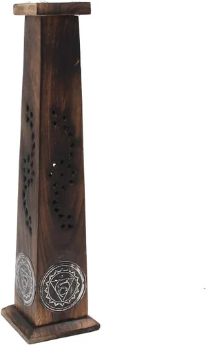 Vista 8 de DharmaObjects Madera Artesano Decoración Mesa Incienso Stick Holder Quemador Torre Soporte (Bendición)