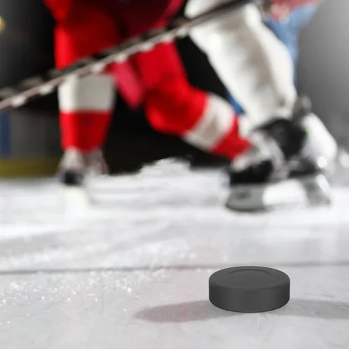 Vista 8 de Gatuida Hockey sobre hielo, 4 unidades de discos de hockey de goma para juego de piso de interior, deportes al aire libre, suministros de hockey