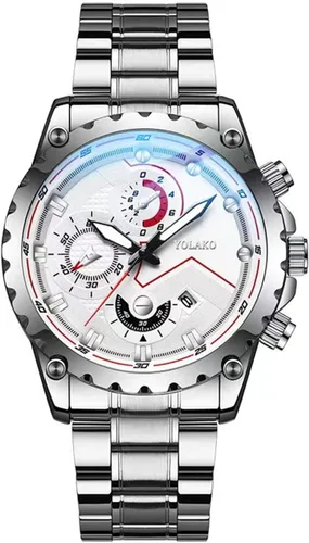 Vista 8 de CdyBox Reloj de pulsera de cuarzo de moda para hombre, reloj de pulsera de acero para hombre