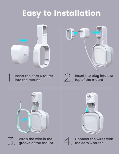 Vista 6 de DG-Direct Soporte de montaje en pared para eero 6 y eero 6+ Router Mesh Wi-Fi System, sin cables desordenados, soporte de montaje de pared para eero