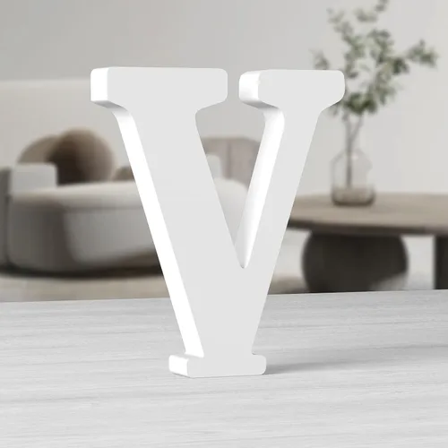 Vista 20 de AOCEAN Letras de madera grandes blancas de 10 pulgadas, letras de madera sin terminar para decoración de pared, letras decorativas de pie