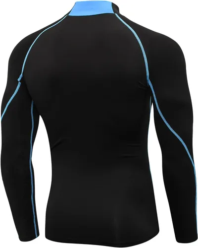 Vista 3 de Camisa de compresión de manga larga para hombre, ajuste atlético, ajustada, deportiva, de secado rápido, para entrenamiento
