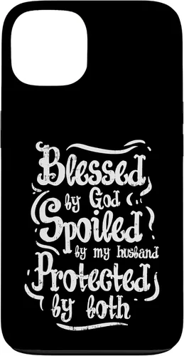 Vista 7 de iPhone 16 Blessed by God Spoiled by My Husband Funny Wife Mom Case