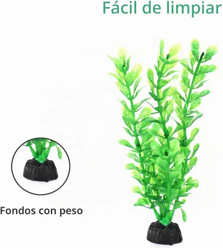 Vista 3 de AQUANEAT Plantas artificiales para peceras, decoraciones de acuario de plástico, accesorios verdes, 10