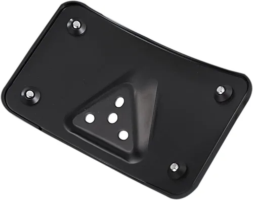 Vista 3 de Soporte de montaje de placa de matrícula negro curvado en posición horizontal para Harley de 3 agujeros (negro)