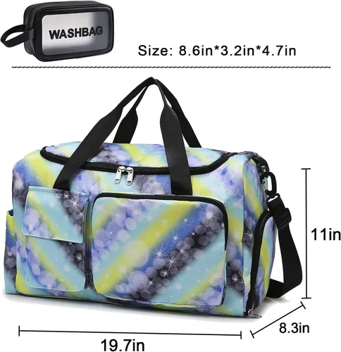 Vista 354 de Pequeña bolsa de gimnasio para mujer, bolsa de viaje con compartimento para zapatos
