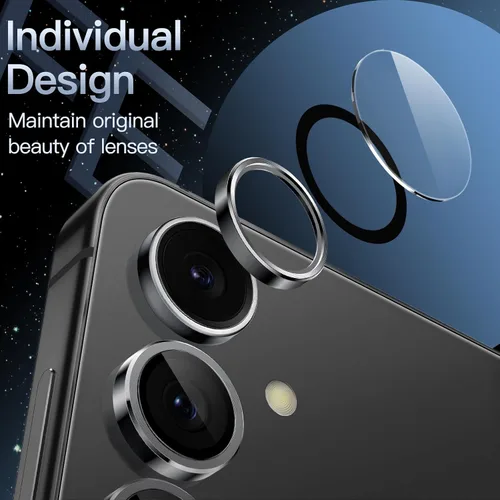 Vista 3 de JETech Protector de lente de cámara para Samsung Galaxy S24 FE, cubierta de anillo individual de metal de vidrio templado 9H, transparente HD, 1