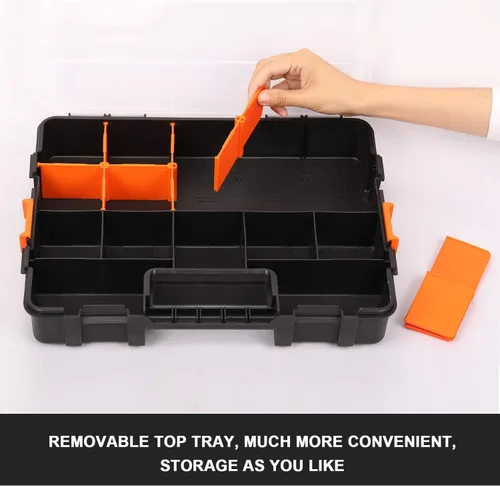 Vista 5 de Makitoyo Organizador de caja de herramientas, organizador de piezas pequeñas negras entrelazadas para sujetadores, piezas y manualidades