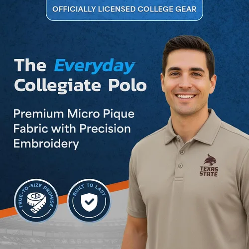 Vista 2 de Polo atlético de micro piqué NCAA para hombre Prime con cuello propio