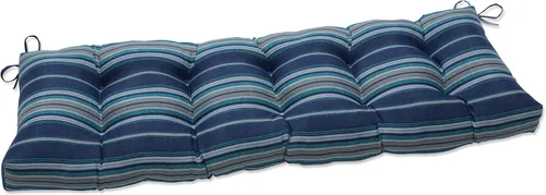 Vista 8 de Pillow Perfect - Cojín capitoné a rayas, resistente a la intemperie y la decoloración, para sofá de mimbre/columpio de exterior, bordes cuadrados