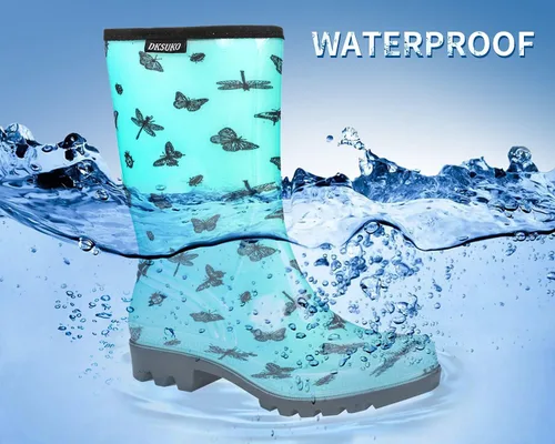Vista 19 de DKSUKO Waterproof Womens Rain Boots insulated,Lightweight Rubber fashion Boots in Gardening,Warm and Comfortable Wide Calf Rain Boots with Glossy in