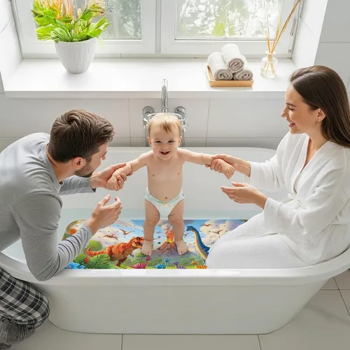 Vista 9 de Tapete de Baño para Bebé Mejorado con Dibujos Animados Antideslizante - 40"x16" Extra Largo Tapete de Bañera para Bebé Ecológico Duradero Tapete