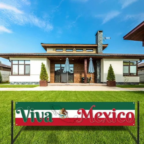 Vista 4 de Viva México - Cartel de valla para el Día de la Independencia Mexicana, 16 de septiembre, fiesta patriótica, telón de fondo para cabina de fotos