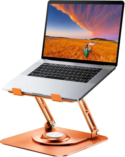 Vista 7 de JOYEKY Soporte para computadora portátil para escritorio, soporte de computadora ajustable con base giratoria de 360°, elevador ergonómico