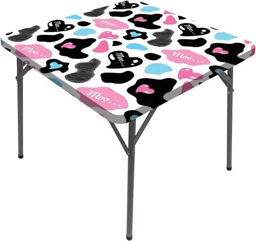 Vista 23 de Mantel cuadrado con estampado de vaca, puntos a rayas blancas y negras con estilo abstracto, para mesa de comedor cuadrada, se adapta a mesas de 24