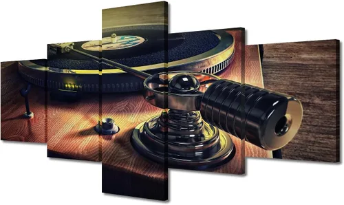 Vista 8 de Lienzo decorativo para pared, diseño de DJ Music Mixes the Track HD impreso en pinturas, 5 piezas de imágenes abstractas para sala de estar, obra